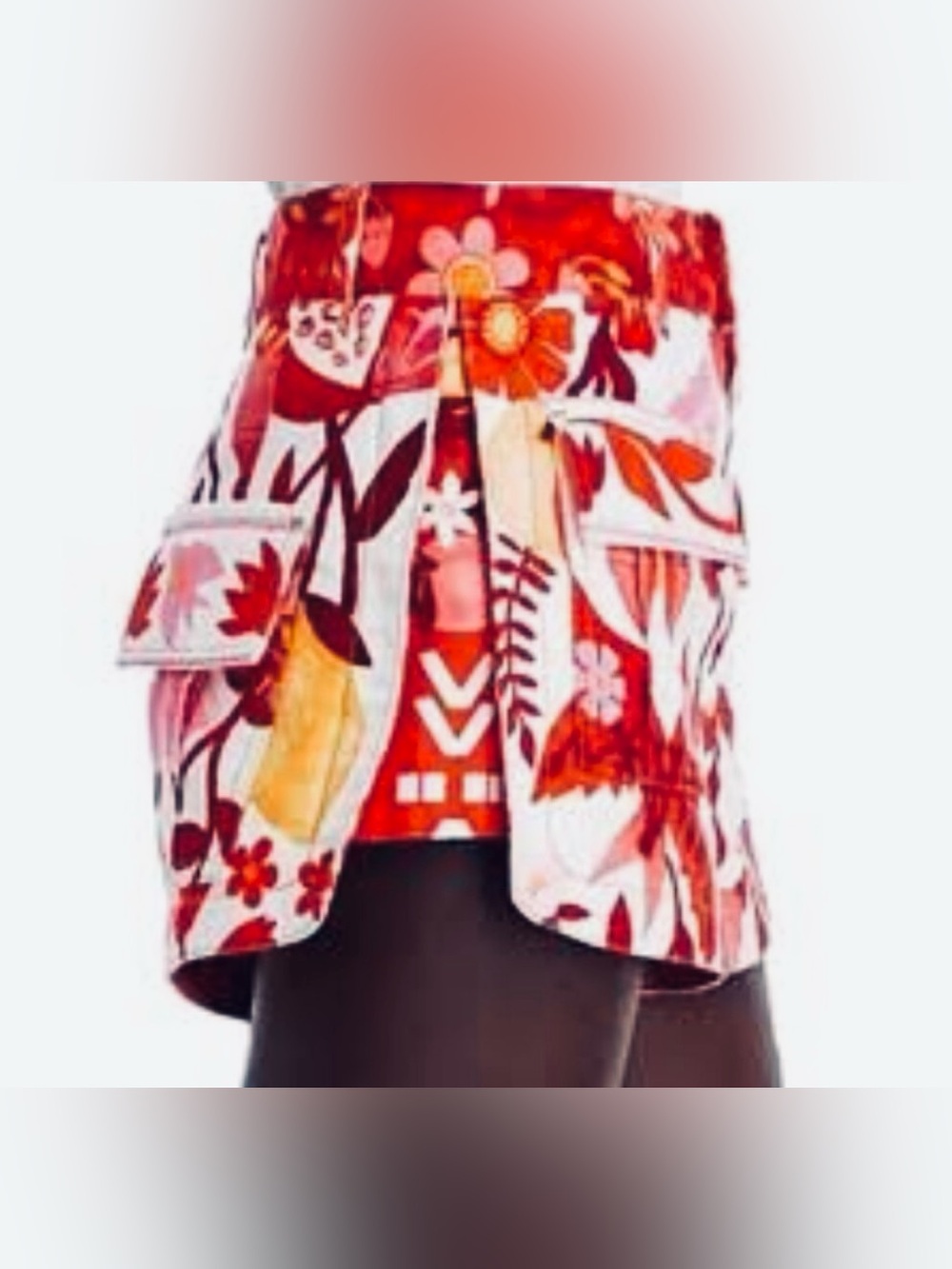 FARM Rio White Denim Shorts with Red Floral Print NWOT! - Picture 7 of 16